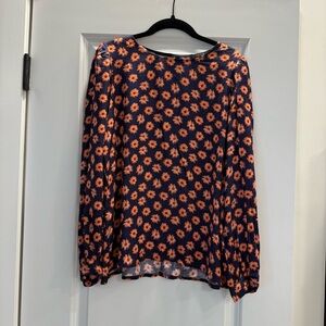 FRNCH Floral Print Women's Top - Navy and Orange
